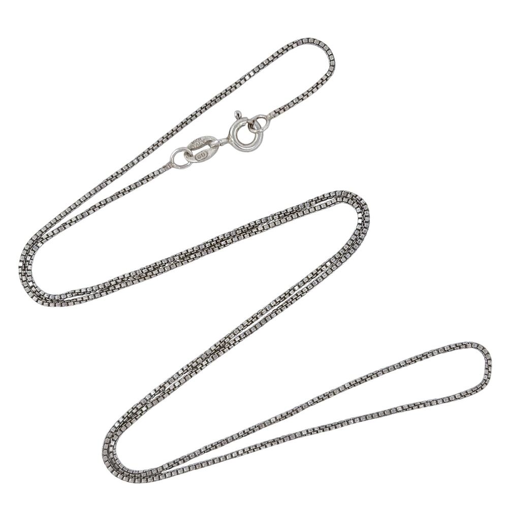 Vintage Italian Sterling Silver 925 Box Link Chain Necklace 18"